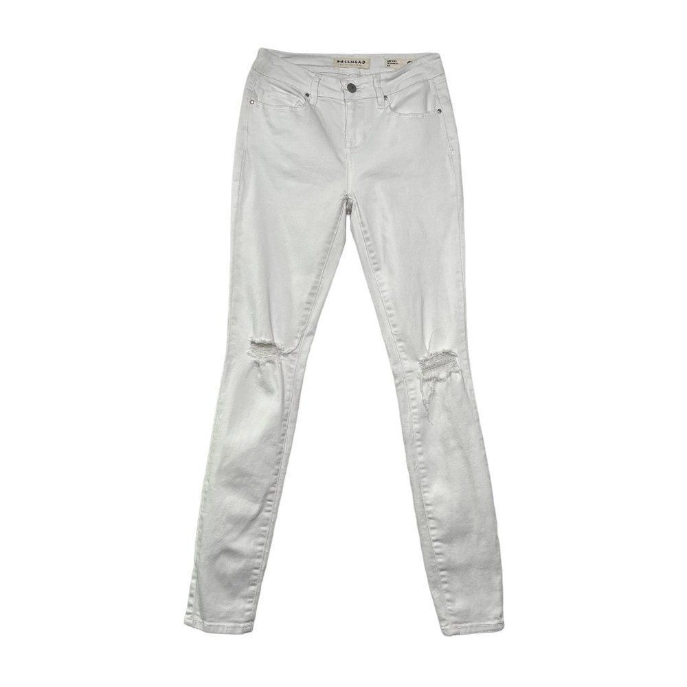 Bullhead Jeans Women's Size 25 White Distressed Low Rise‎ Skinniest Jeans